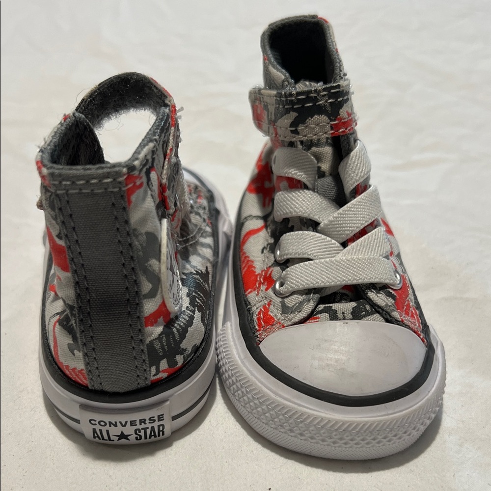 Converse Kids High-Top Sneakers - Red and Gray Pattern